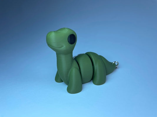 Flexibler Brontosaurus-Schlüsselanhänger Bronty aus PLA – handgefertigt in Deutschland von 3DruckAS