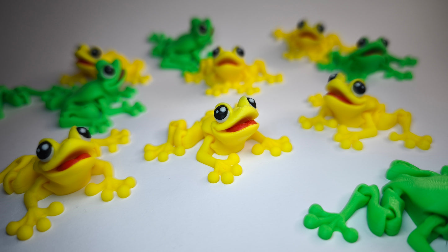 Flexi-Frosch Franz – 3D-gedruckter Schlüsselanhänger aus PLA, beweglich (gelb)
