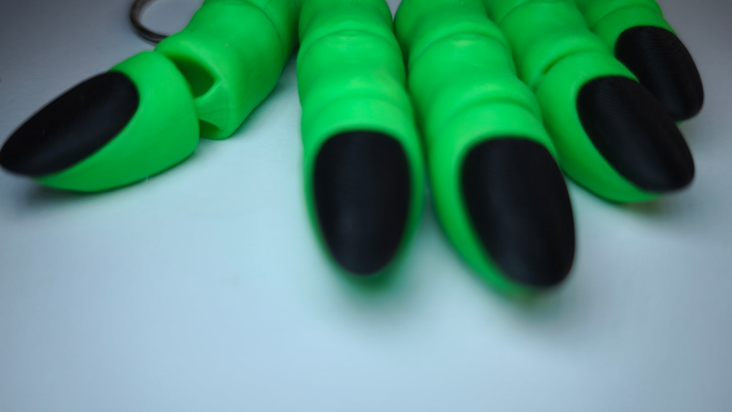 Flexi-Hexenfinger Witchi – 3D-gedruckter Schlüsselanhänger aus PLA, beweglich (grün)
