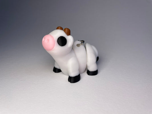 Beweglicher 3D-Schlüsselanhänger Kuh Berta mit rosa Nase