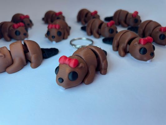 Schlüsselanhänger Bibi – bewegliche Biberin aus PLA, 3D-gedruckt