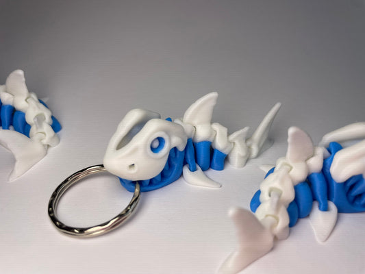 Beweglicher Flexi-Hai Schlüsselanhänger BlueBelly mit blauem Bauch