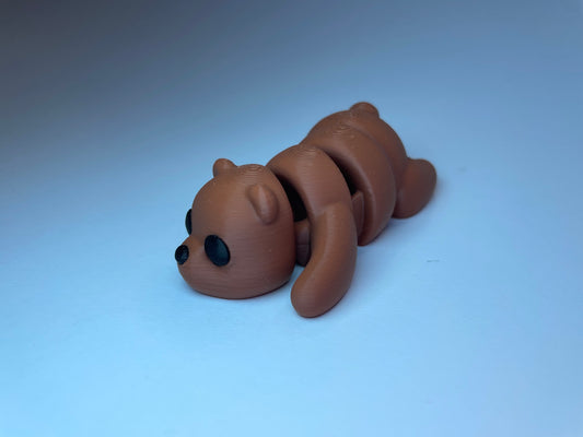 Bruno Schlüsselanhänger – beweglicher 3D-Braunbär aus PLA mit Metallkette