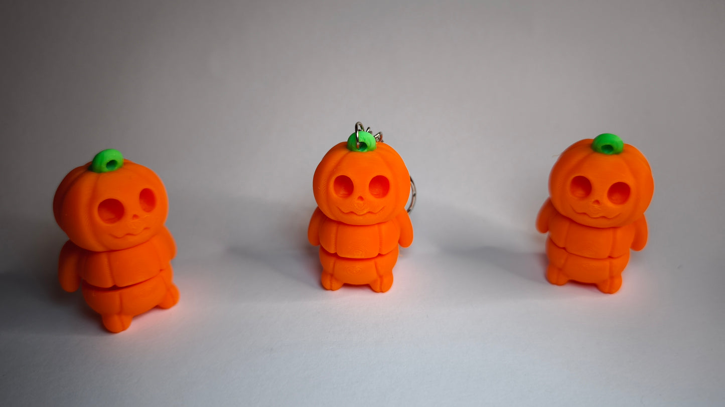 Flexi-Kürbis Kubi – 3D-gedruckter Schlüsselanhänger aus PLA, beweglich (orange)