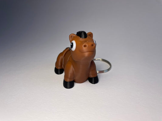 Beweglicher 3D-Schlüsselanhänger Pferd Moritz mit schwarzer Mähne