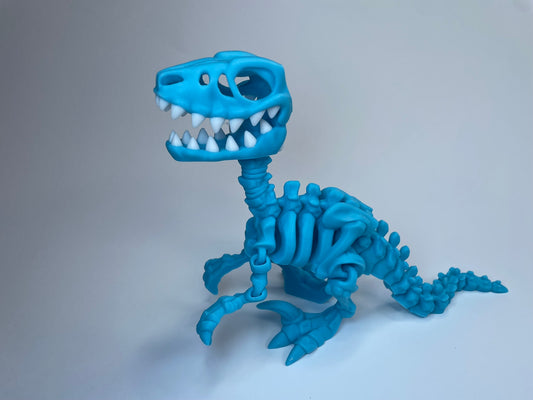 Freddy - Flexi Skelett Raptor nachhaltigem PLA in blau, 3D-gedruckt von 3DruckAS