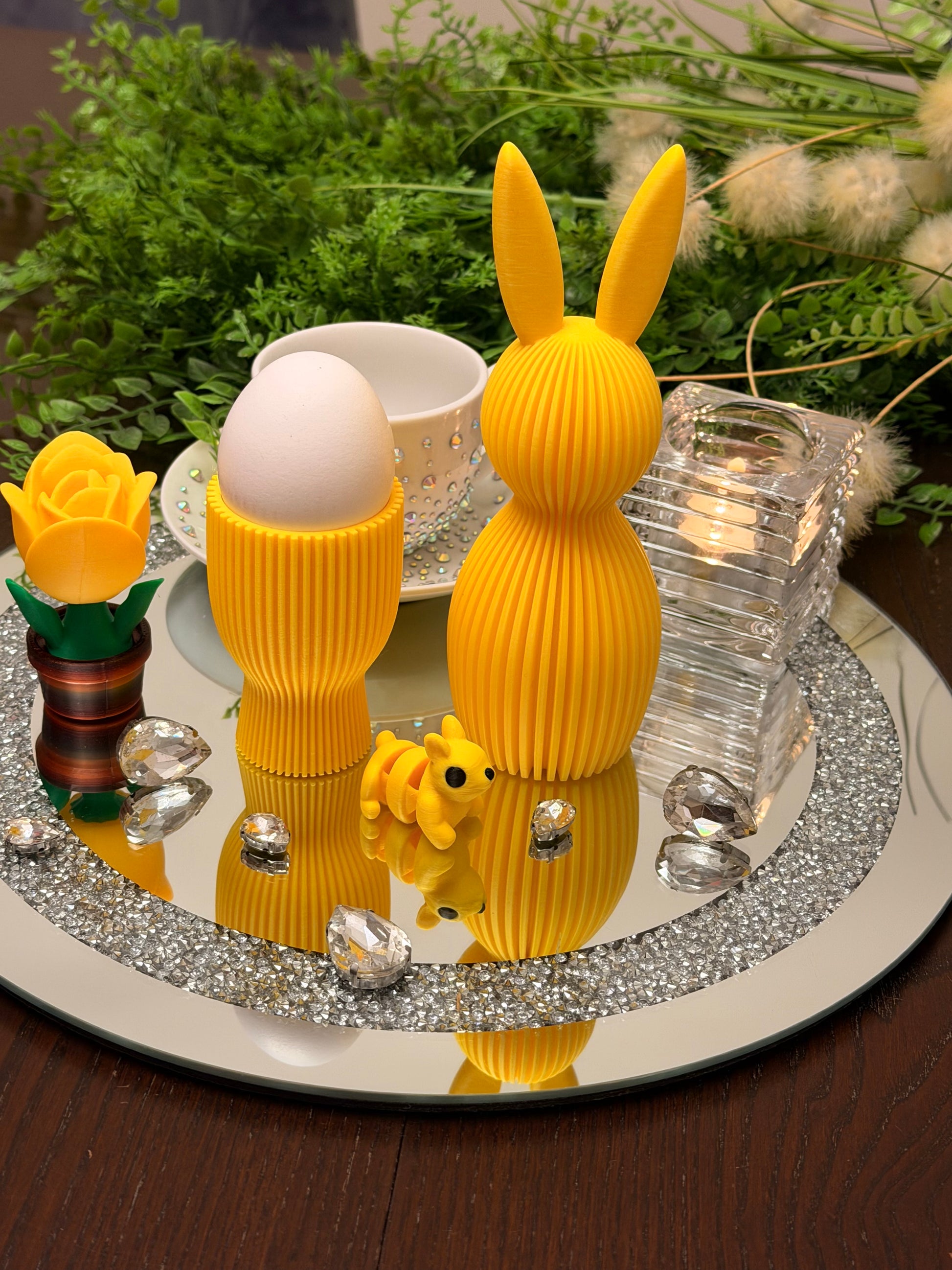 Häschen-Deko-Geriffelt in gelb