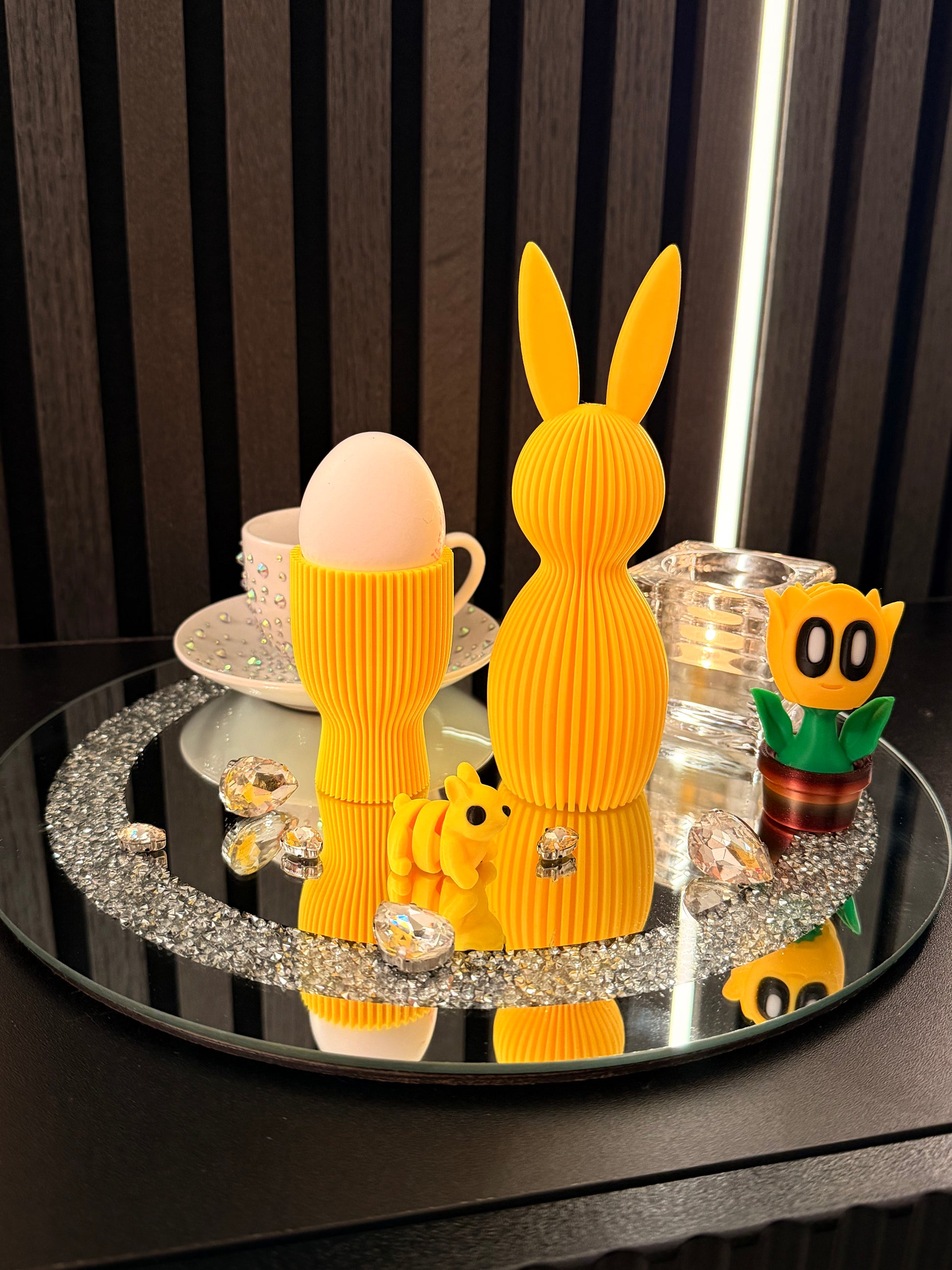 Häschen-Deko-Geriffelt in gelb