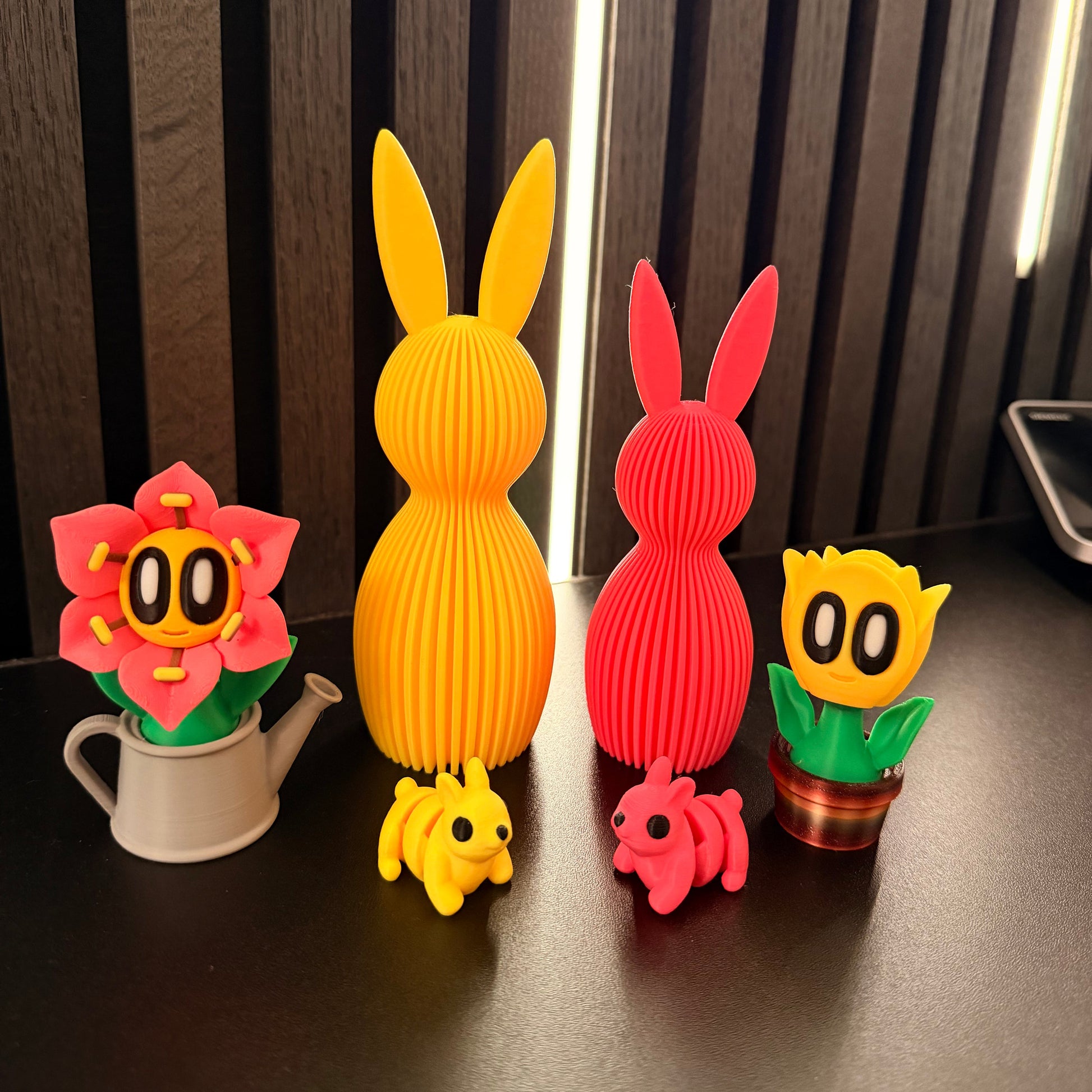 Häschen-Deko-Geriffelt rosa und gelb