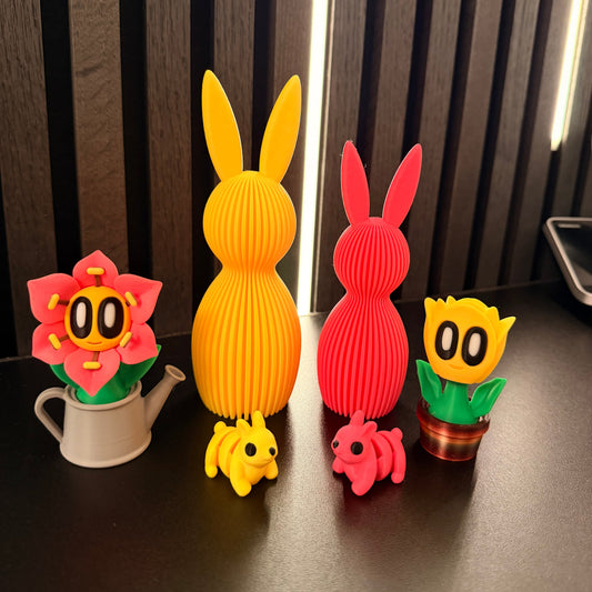 Häschen-Deko-Geriffelt rosa und gelb