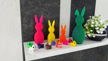 Häschen-Deko-Geriffelt 3 Größen + Hase mit abgeknicktem Ohr