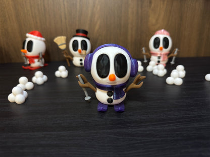 Frosty – Der Winter-DJ | 3D-gedruckte Schneemannfigur mit Ohrwärmern & Schal | 3D-gedruckte Schneemannfigur aus PLA Artikel-Nr. 3DAS-2505-001