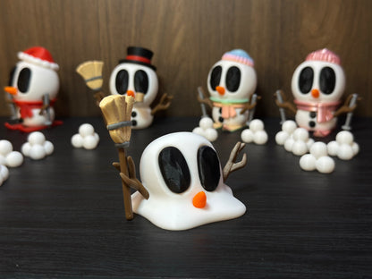 Schmelzi – Der Schneemann mit Charakter | 3D-gedruckte Dekofigur | 3D-gedruckte Schneemannfigur aus PLA, handveredelt im Allgäu  Artikel-Nr.: 3DAS-2505-004