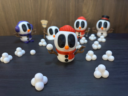 Ronny – Der Schneeball-Champion | 3D-gedruckte Schneemannfigur mit Mütze & Schal | 3D-gedruckte Schneemannfigur aus PLA, handveredelt im Allgäu  Artikel-Nr.: 3DAS-2505-002