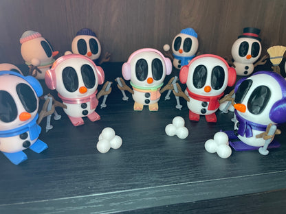 Frosty – Der Winter-DJ | 3D-gedruckte Schneemannfigur mit Ohrwärmern & Schal | 3D-gedruckte Schneemannfigur aus PLA Artikel-Nr. 3DAS-2505-001