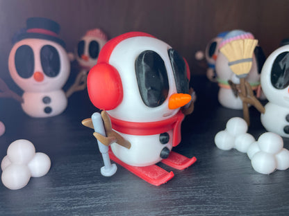 Frosty – Der Winter-DJ | 3D-gedruckte Schneemannfigur mit Ohrwärmern & Schal | 3D-gedruckte Schneemannfigur aus PLA Artikel-Nr. 3DAS-2505-001