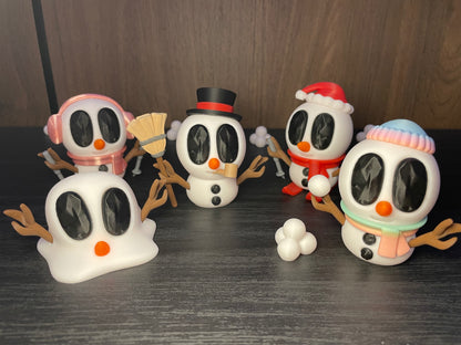 BlobLabs - Schneemann - Figuren SET | 3D-gedruckte Schneemannfiguren aus PLA, handveredelt im Allgäu  Artikel-Nr.: 3DAS-2505-006