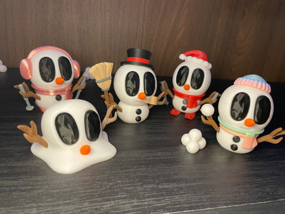 BlobLabs - Schneemann - Figuren SET | 3D-gedruckte Schneemannfiguren aus PLA, handveredelt im Allgäu  Artikel-Nr.: 3DAS-2505-006