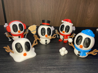 BlobLabs - Schneemann - Figuren SET | 3D-gedruckte Schneemannfiguren aus PLA, handveredelt im Allgäu  Artikel-Nr.: 3DAS-2505-006