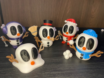 BlobLabs - Schneemann - Figuren SET | 3D-gedruckte Schneemannfiguren aus PLA, handveredelt im Allgäu  Artikel-Nr.: 3DAS-2505-006