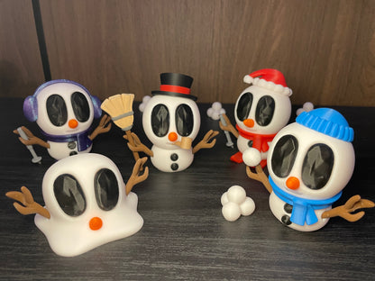 BlobLabs - Schneemann - Figuren SET | 3D-gedruckte Schneemannfiguren aus PLA, handveredelt im Allgäu  Artikel-Nr.: 3DAS-2505-006