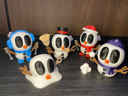 BlobLabs - Schneemann - Figuren SET | 3D-gedruckte Schneemannfiguren aus PLA, handveredelt im Allgäu  Artikel-Nr.: 3DAS-2505-006