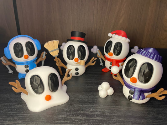 BlobLabs - Schneemann - Figuren SET | 3D-gedruckte Schneemannfiguren aus PLA, handveredelt im Allgäu  Artikel-Nr.: 3DAS-2505-006