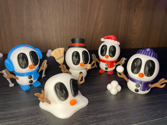 BlobLabs - Schneemann - Figuren SET | 3D-gedruckte Schneemannfiguren aus PLA, handveredelt im Allgäu  Artikel-Nr.: 3DAS-2505-006