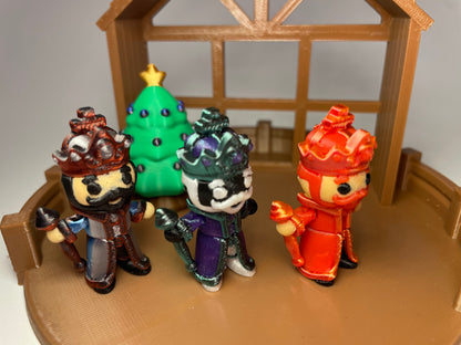 Weihnachtskrippe – Maria, Josef, Jesus, Tiere & Drei Könige | 16-teiliges Mini-Flexi-Set | 3D-gedruckte Winterdeko im Fidget-Stil | Art.-Nr. 3DAS-2502-004