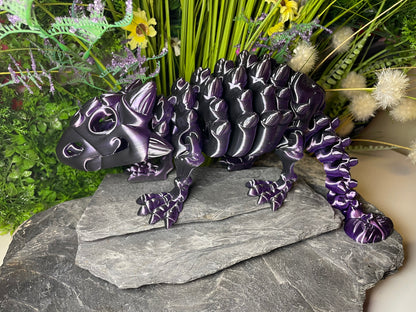 Ankylosaurus (groß, ca. 12cm) Flexi-Skelett – 3D-gedruckte Dinosaurierfigur aus PLA / Silk-Dual-Color