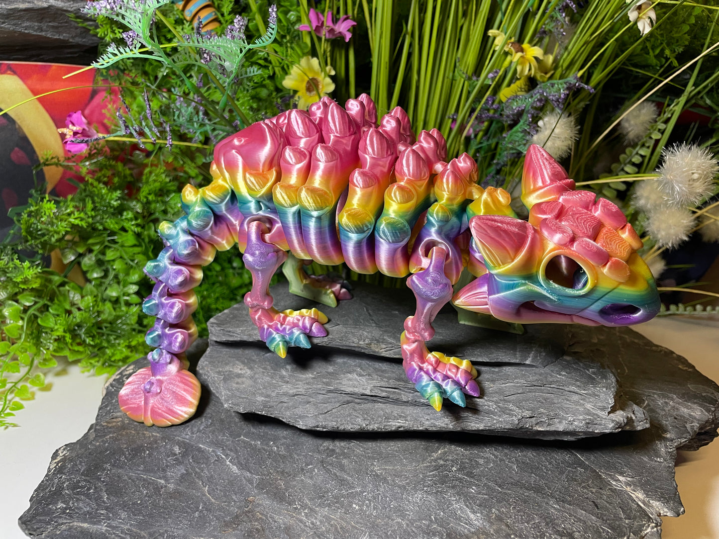 Ankylosaurus (groß, ca. 12cm) Flexi-Skelett – 3D-gedruckte Dinosaurierfigur aus PLA / Silk-Dual-Color