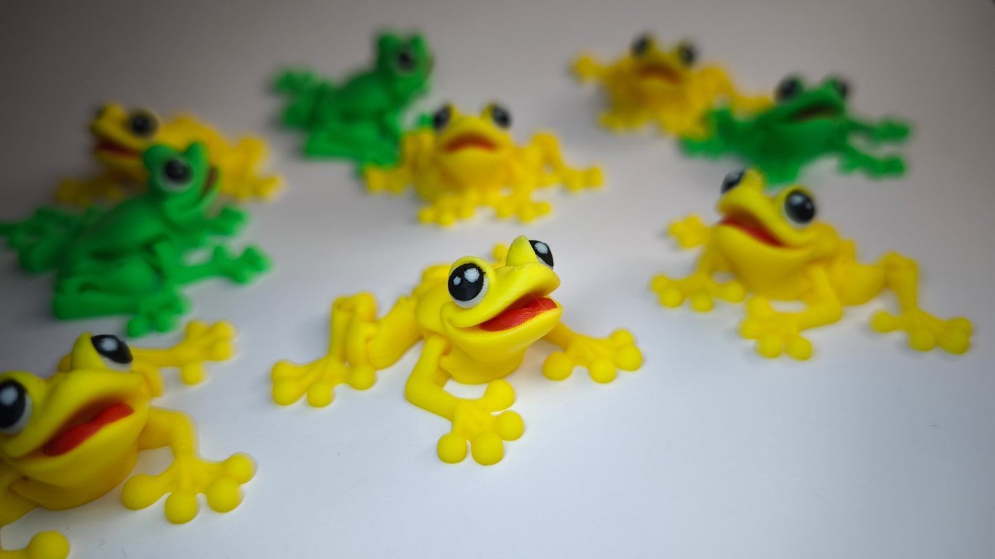 Flexi-Frosch Franz – 3D-gedruckter Schlüsselanhänger aus PLA, beweglich (gelb)