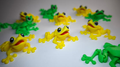 Flexi-Frosch Franz – 3D-gedruckter Schlüsselanhänger aus PLA, beweglich (gelb)