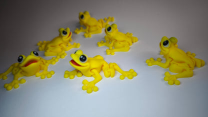 Flexi-Frosch Franz – 3D-gedruckter Schlüsselanhänger aus PLA, beweglich (gelb)