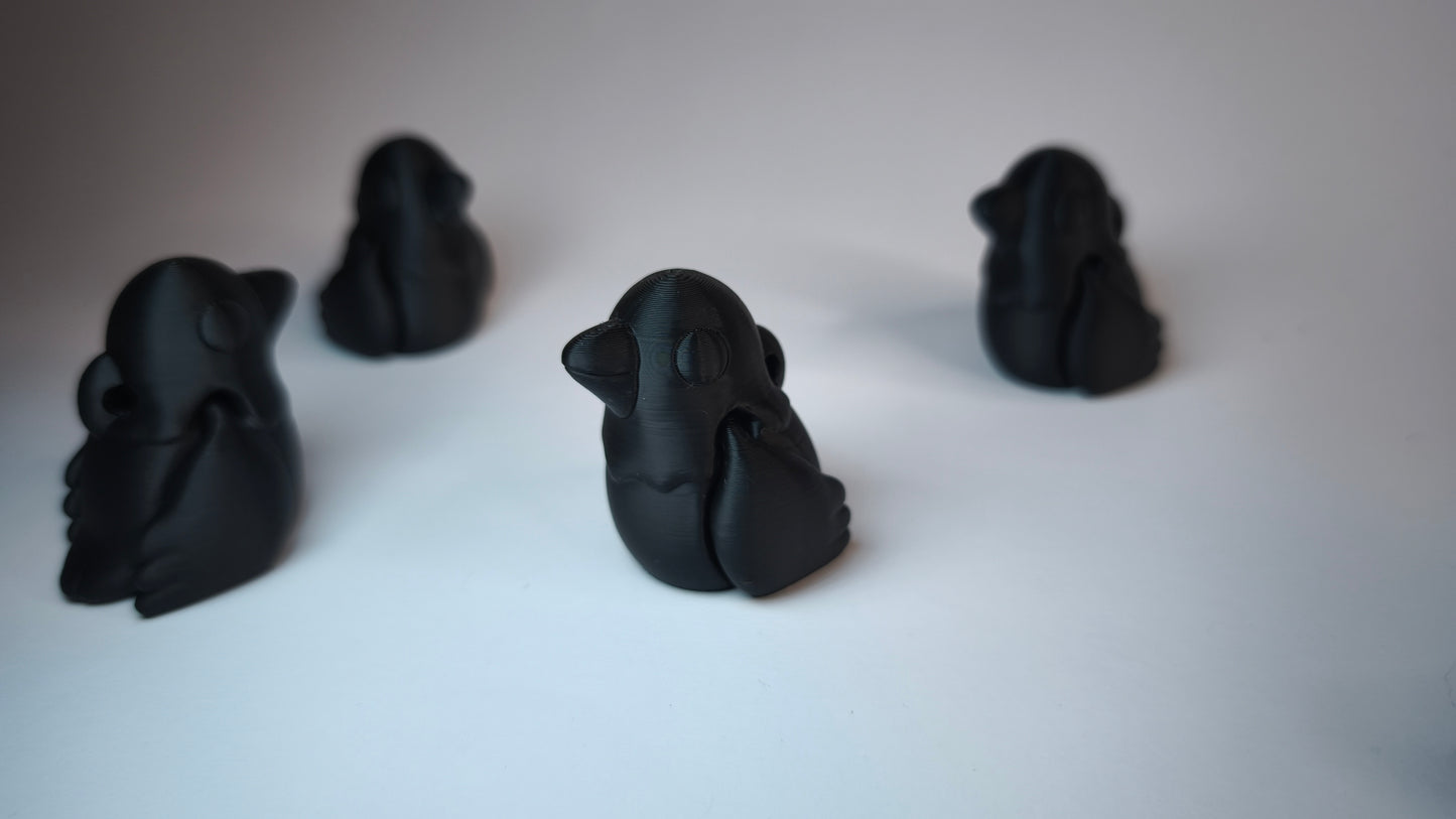 Flexi-Rabe Edgar – 3D-gedruckter Schlüsselanhänger aus PLA, beweglich (schwarz)