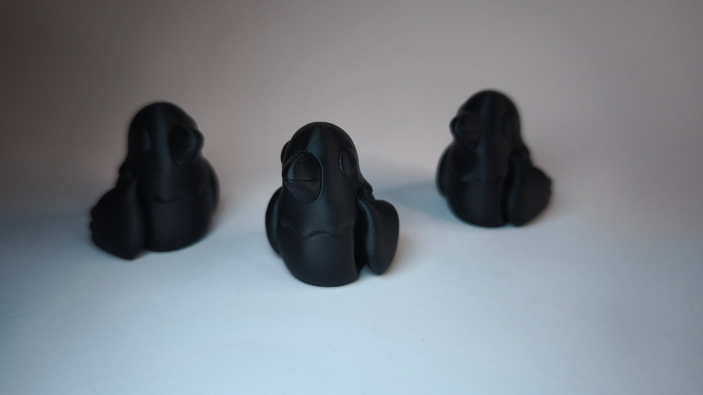 Flexi-Rabe Edgar – 3D-gedruckter Schlüsselanhänger aus PLA, beweglich (schwarz)