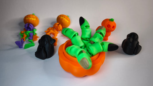 Flexi-Zombiefinger Zombielino – 3D-gedruckter Schlüsselanhänger aus PLA, beweglich (grün)