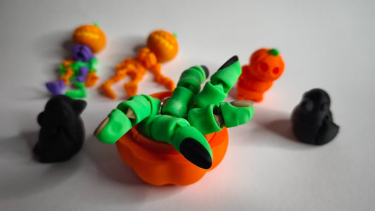 Flexi-Hexenfinger Witchi – 3D-gedruckter Schlüsselanhänger aus PLA, beweglich (grün)