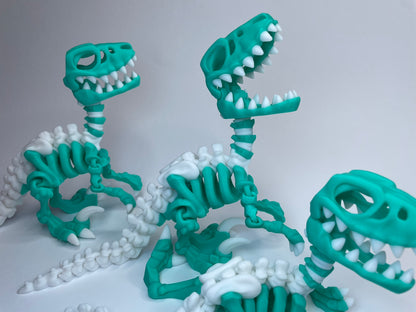 Mehrere Flexi Skelett Raptoren – 3D-gedruckte Dinosaurier Figuren aus PLA, beweglich und handgemacht von 3DruckAS
