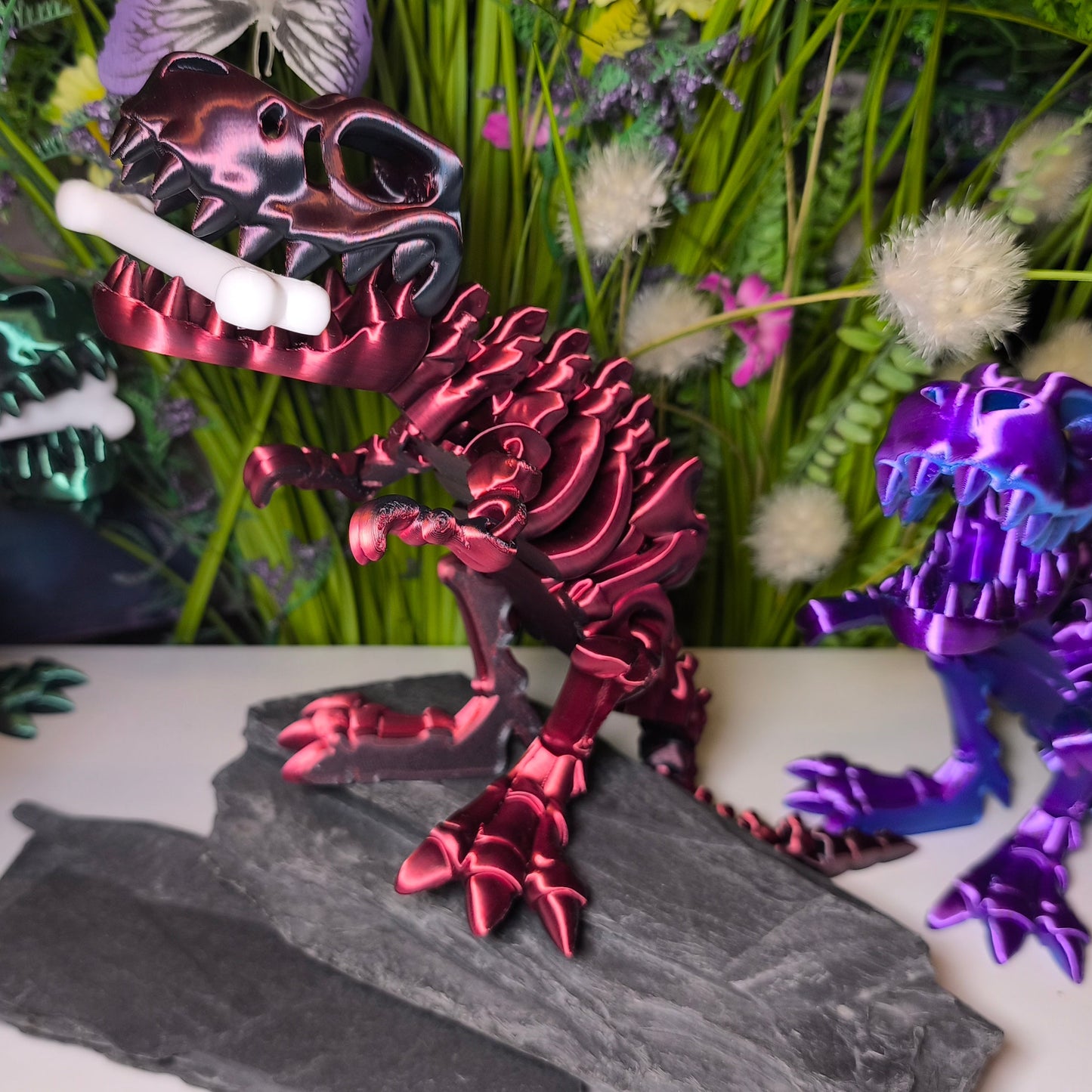 T-Rex (groß, ca. 17 cm) Flexi-Skelett, 3D-gedrucktes bewegliches Skelett Dino aus Silk-PLA/PLA, Fidget Figur, viele Farbvariationen zur Auswahl