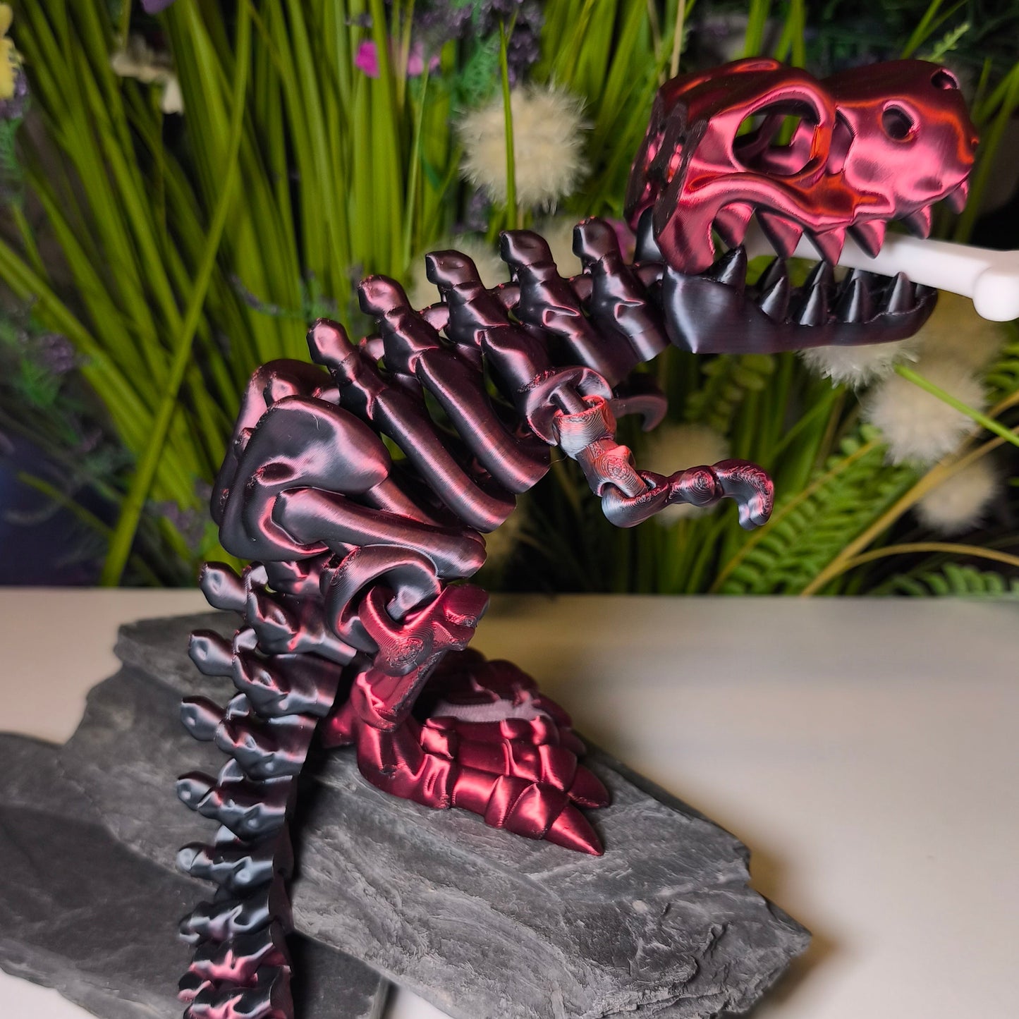 T-Rex (groß, ca. 17 cm) Flexi-Skelett, 3D-gedrucktes bewegliches Skelett Dino aus Silk-PLA/PLA, Fidget Figur, viele Farbvariationen zur Auswahl