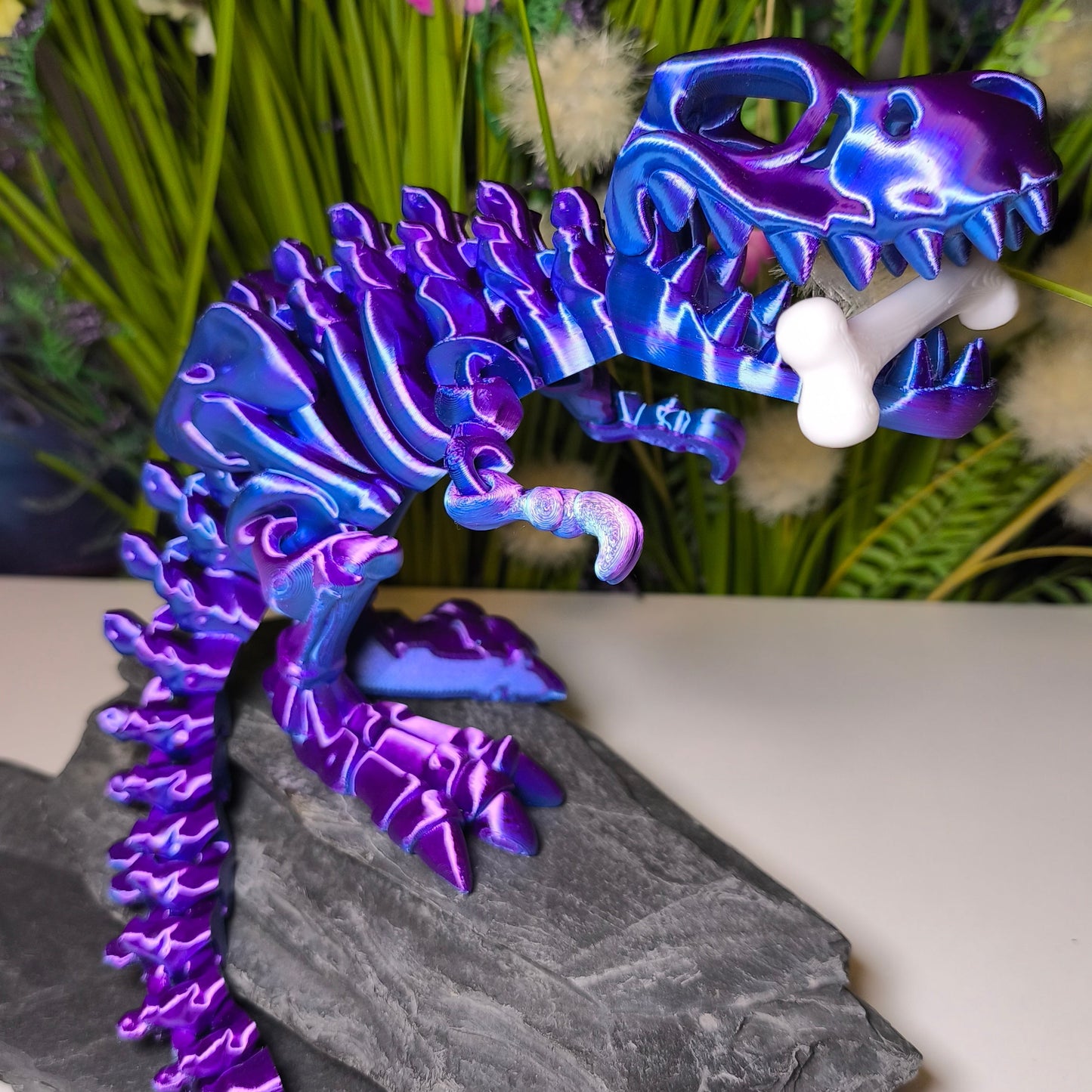 T-Rex (groß, ca. 17 cm) Flexi-Skelett, 3D-gedrucktes bewegliches Skelett Dino aus Silk-PLA/PLA, Fidget Figur, viele Farbvariationen zur Auswahl