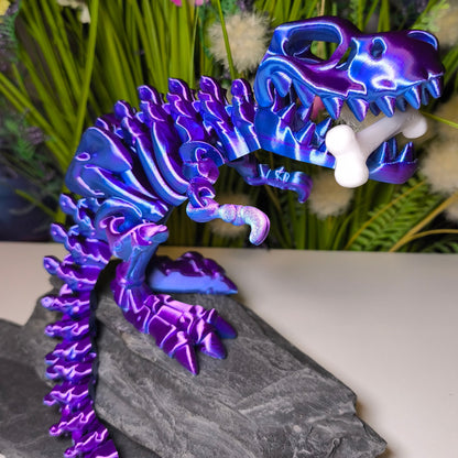 T-Rex (groß, ca. 17 cm) Flexi-Skelett, 3D-gedrucktes bewegliches Skelett Dino aus Silk-PLA/PLA, Fidget Figur, viele Farbvariationen zur Auswahl
