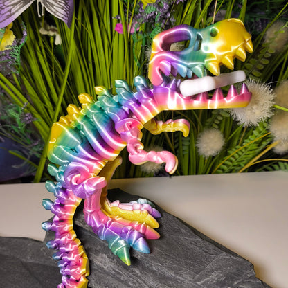 T-Rex (groß, ca. 17 cm) Flexi-Skelett, 3D-gedrucktes bewegliches Skelett Dino aus Silk-PLA/PLA, Fidget Figur, viele Farbvariationen zur Auswahl