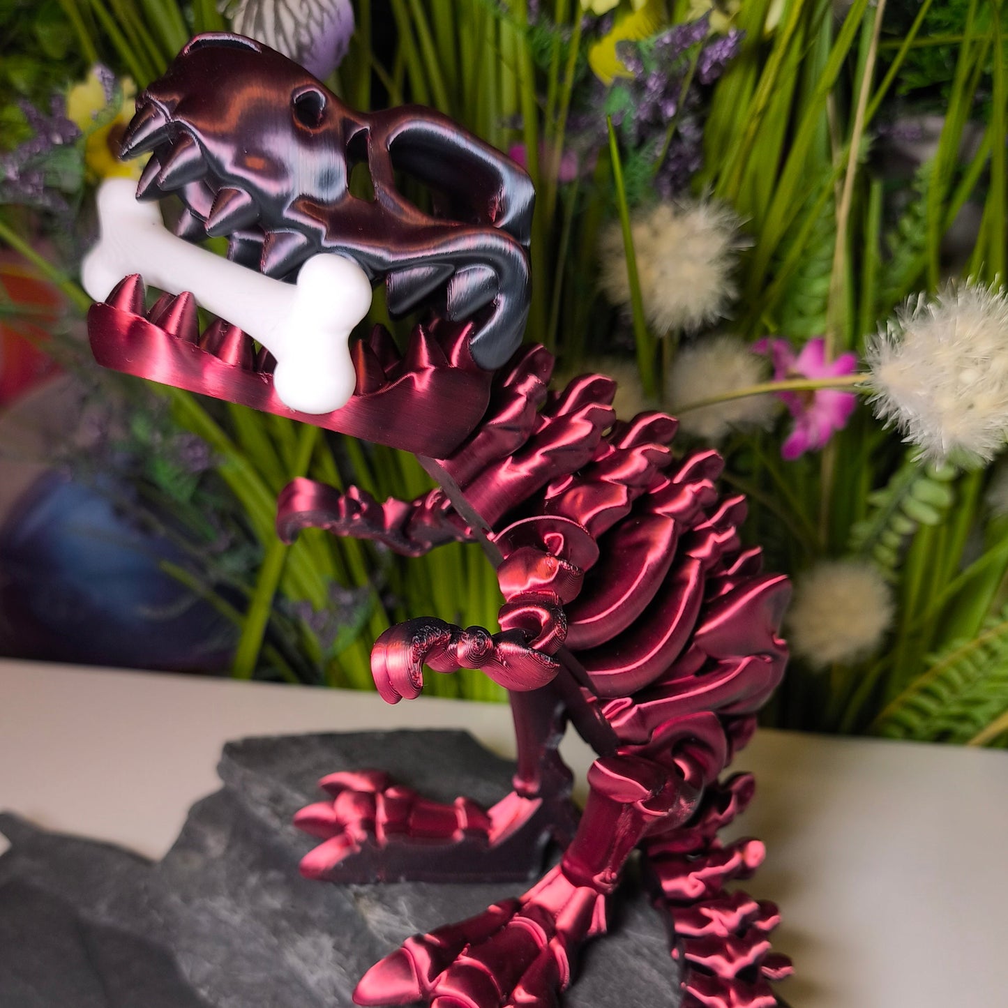 T-Rex (groß, ca. 17 cm) Flexi-Skelett, 3D-gedrucktes bewegliches Skelett Dino aus Silk-PLA/PLA, Fidget Figur, viele Farbvariationen zur Auswahl