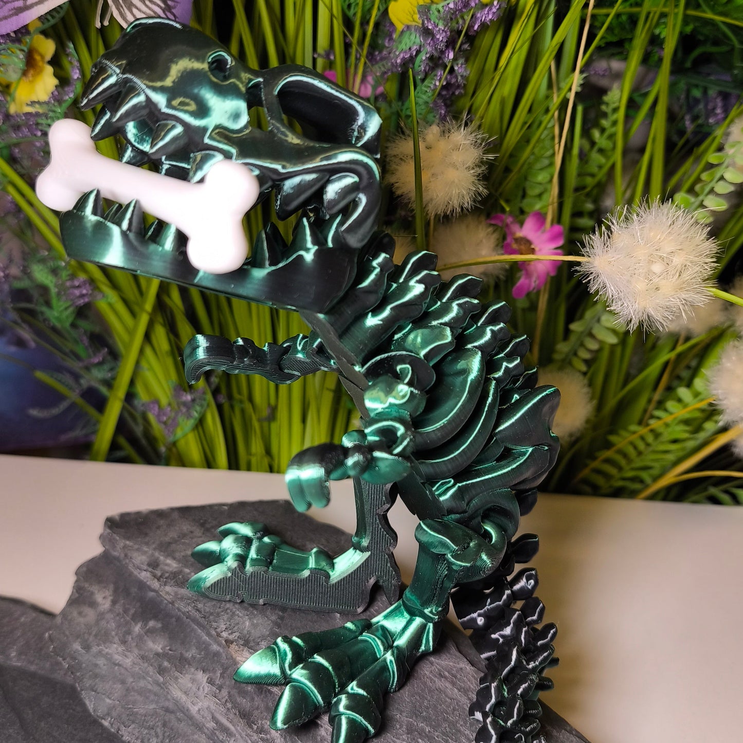 T-Rex (groß, ca. 17 cm) Flexi-Skelett, 3D-gedrucktes bewegliches Skelett Dino aus Silk-PLA/PLA, Fidget Figur, viele Farbvariationen zur Auswahl