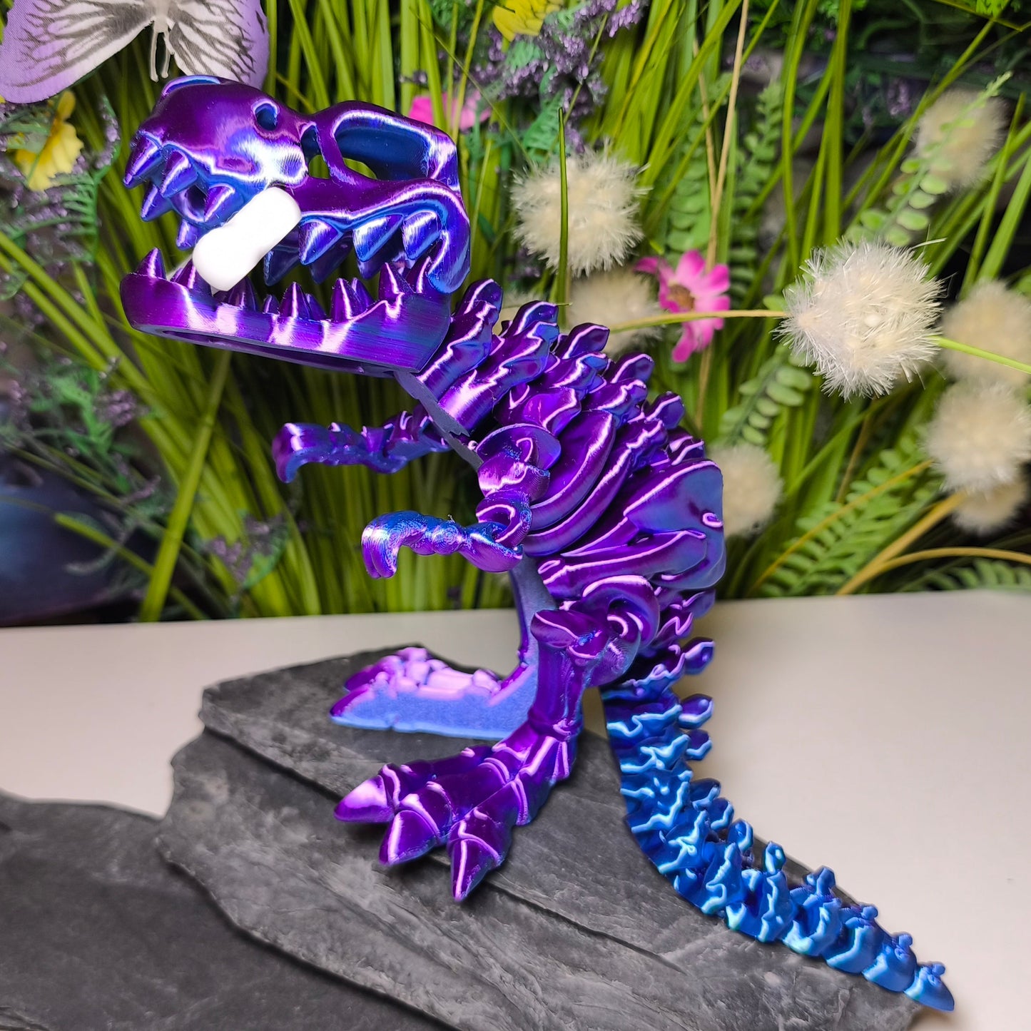 T-Rex (groß, ca. 17 cm) Flexi-Skelett, 3D-gedrucktes bewegliches Skelett Dino aus Silk-PLA/PLA, Fidget Figur, viele Farbvariationen zur Auswahl
