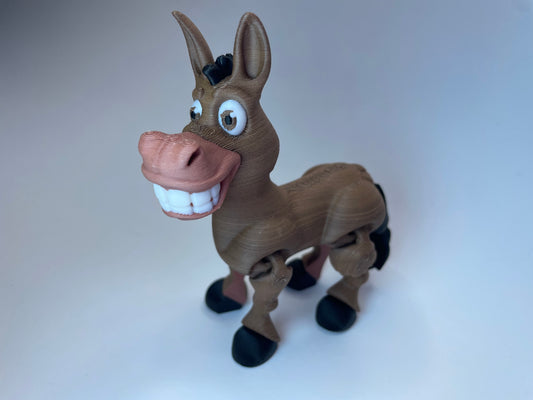Anatoli der fleißige Flexi-Esel – 3D-gedruckte PLA-Figur mit beweglichen Beinen