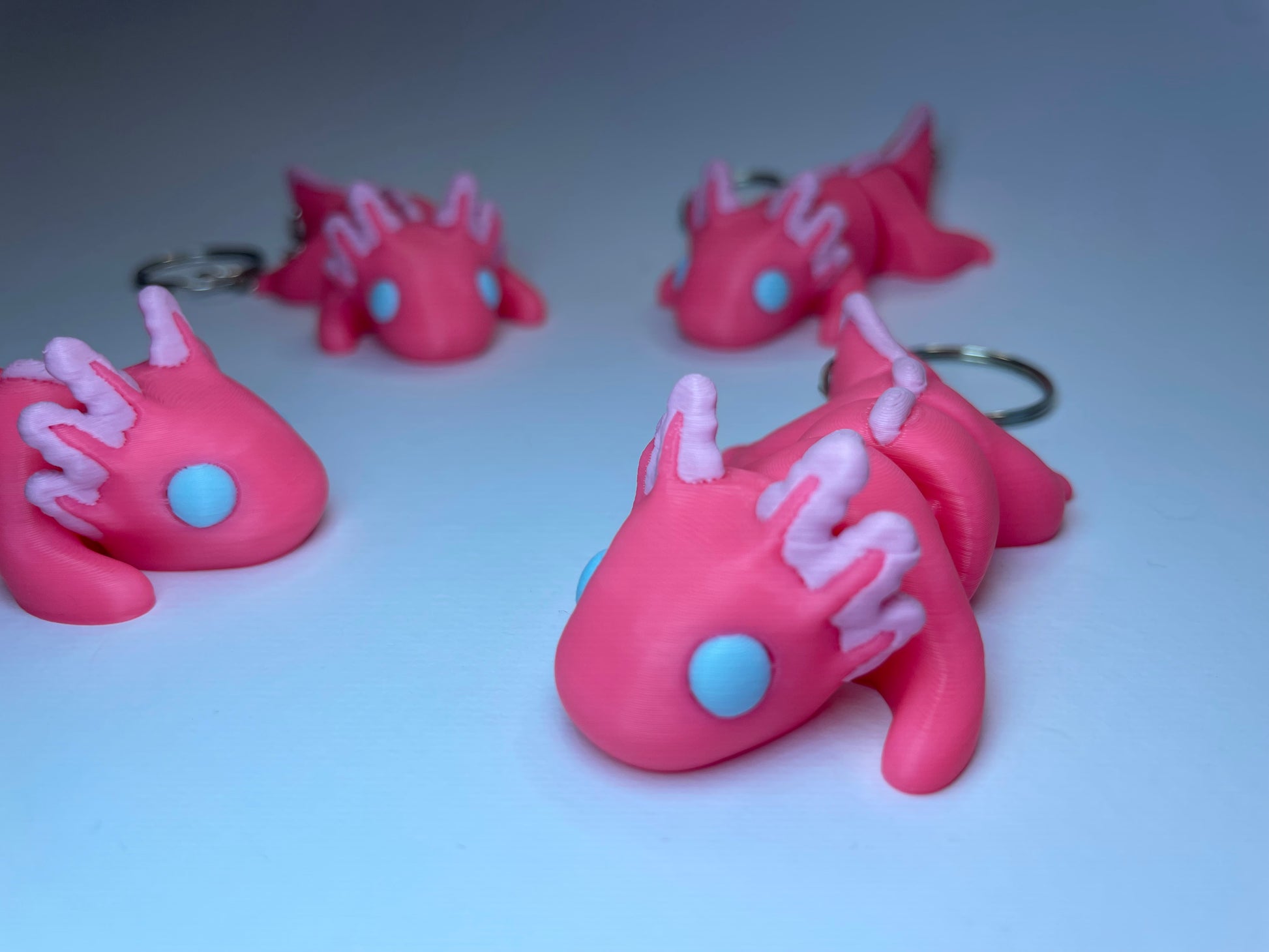 3D rosa-pinker Flexi-Axolotl , 3d-gedruckt, gefertigt im Allgäu