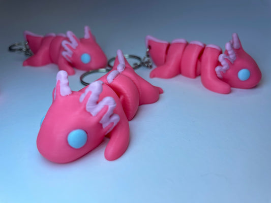 Flexi-Axolotl Schlüsselanhänger Aurelia in Rosa/Pink aus PLA